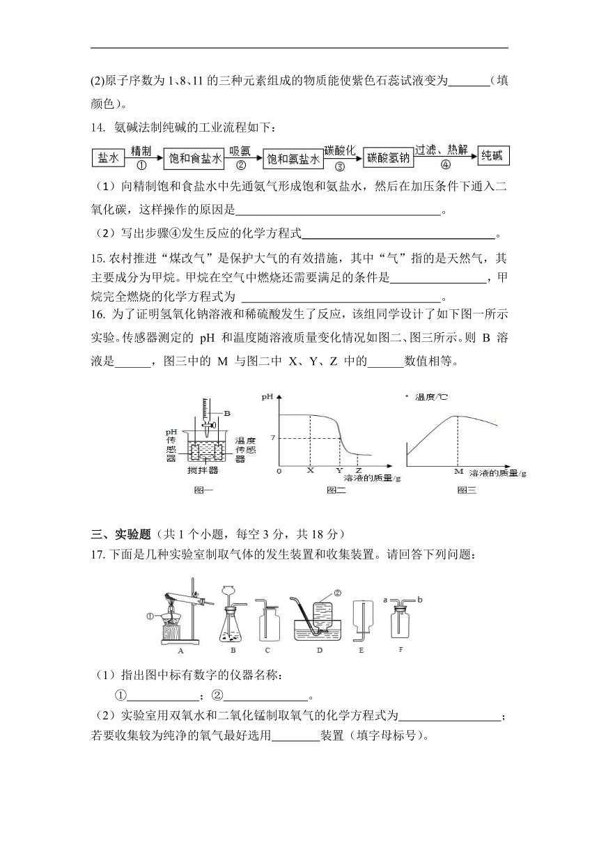 2023年四川省内江市威远县凤翔中学中考第一次模拟考试化学试题（含答案）