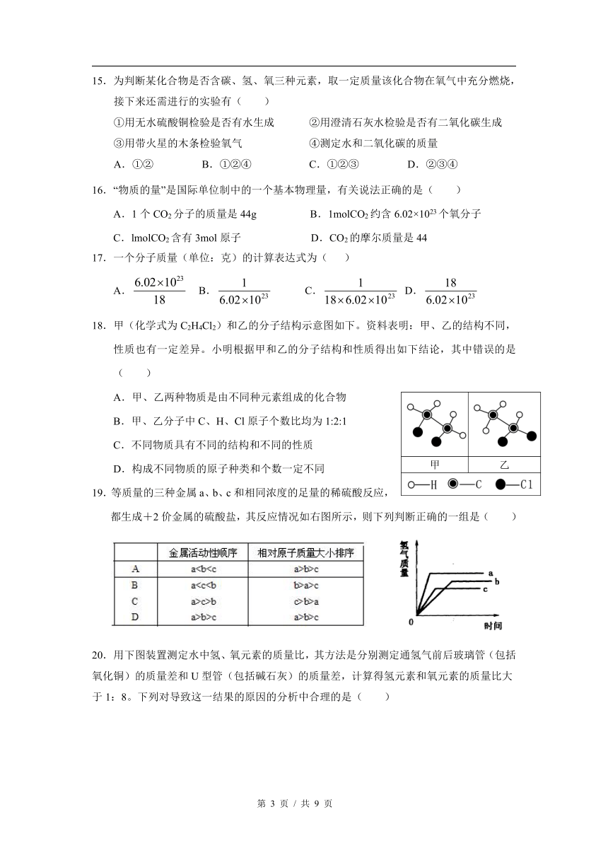 2022新高一入学分班考化学试卷02（PDF版含答案）