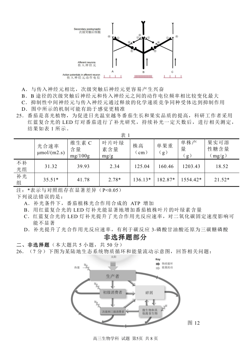 浙江省七彩阳光新高考研究联盟2022届高三上学期11月期中联考生物试题 (PDF版含答案)