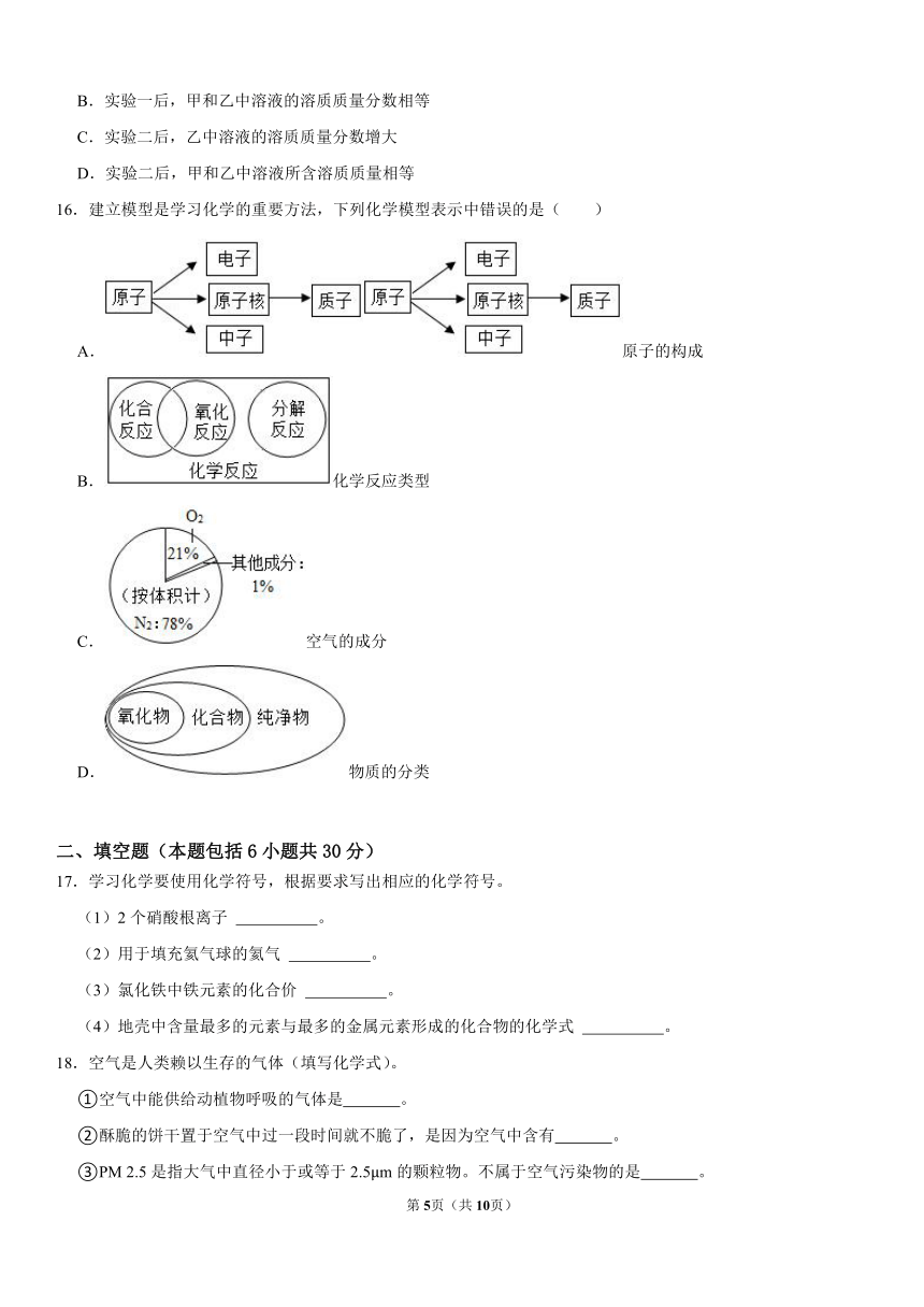 2021-2022学年山东省滨州市无棣县九年级（上）期中化学试卷（word版有答案）