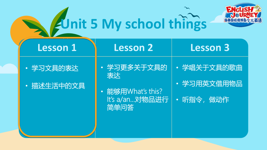 海南国际旅游岛少儿英语一年级（下）Unit 5 Mg school things lesson 1 课件（25张PPT）