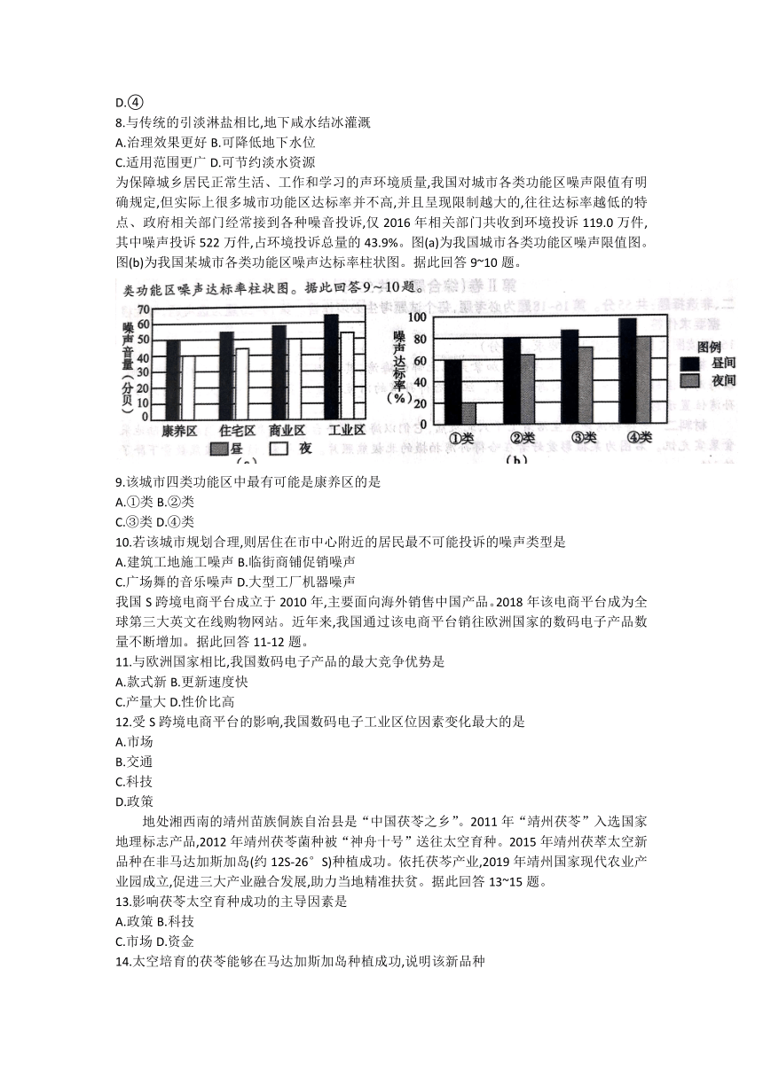 河北省2021届高三下学期4月学业水平考试（新高考）模拟卷地理试题（六） Word版含答案