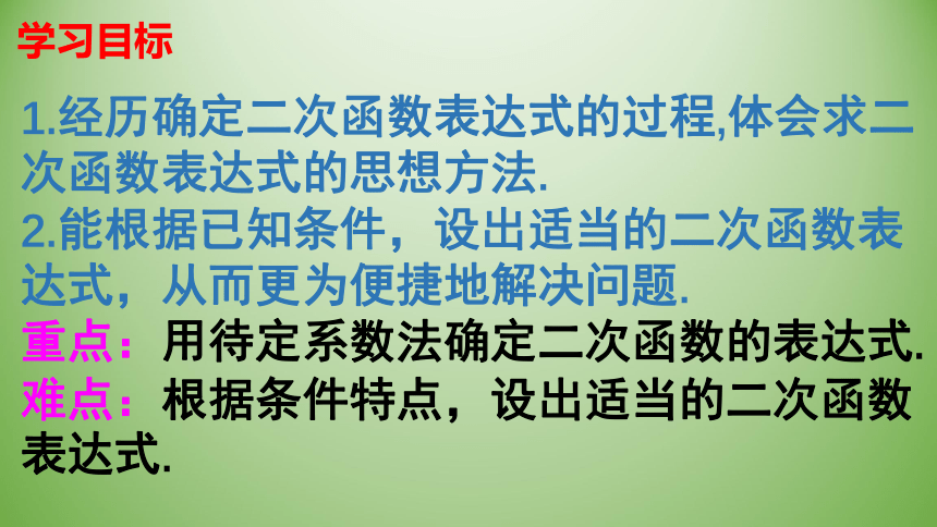 2021-2022学年鲁教版（五四制）九年级数学上册3.5 确定二次函数的表达式（1）课件(共16张PPT)