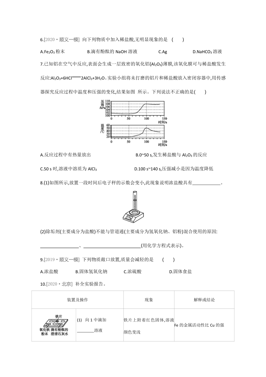 第二节　几种常见的酸  同步作业—2021-2022学年京改版化学九年级下册（含解析）