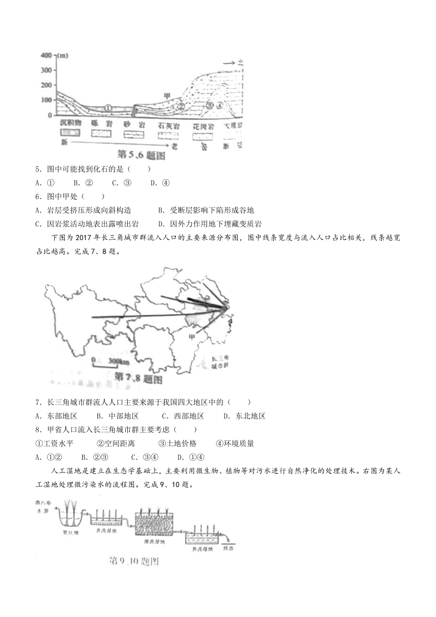 2022年6月浙江省普通高校招生选考地理试题（word版，含答案）