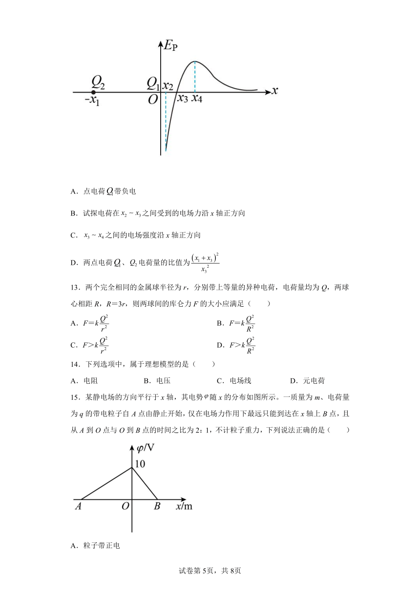 第一章静电场的描述 章节综合练（Word版含答案）