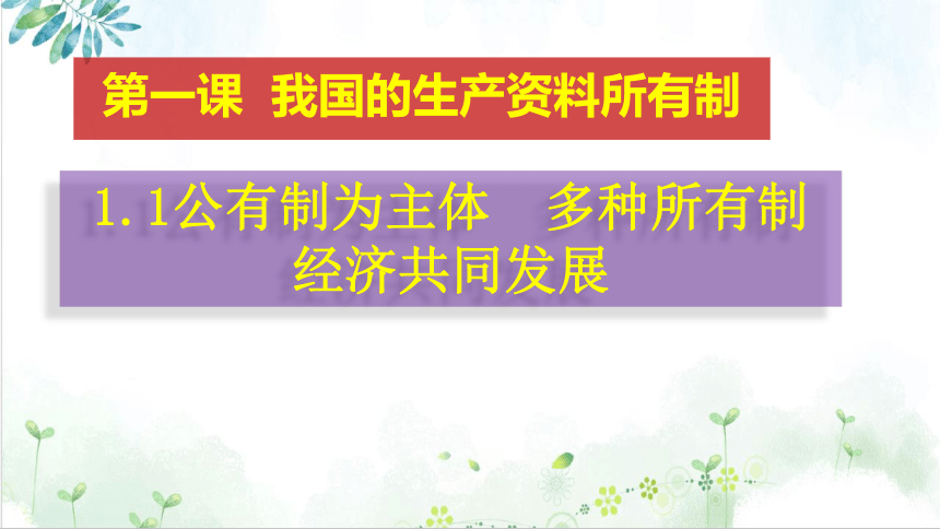 必修二第一课 我国的生产资料所有制 复习课件-2020-2021学年统编版高一政治期末复习（21张）