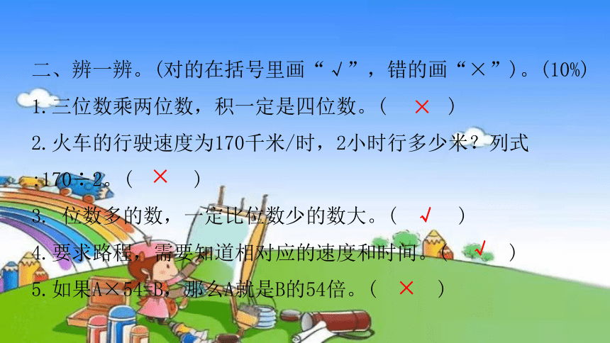 人教版小学数学四年级上册《 第四单元综合检测》课件(共15张PPT)