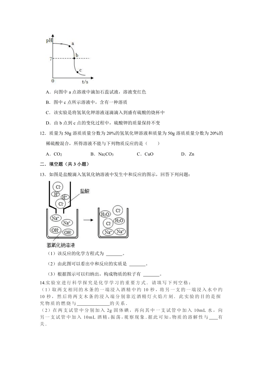 （基础篇）2022-2023学年下学期初中化学人教版九年级同步分层作业10.2酸和碱的中和反应（含解析）