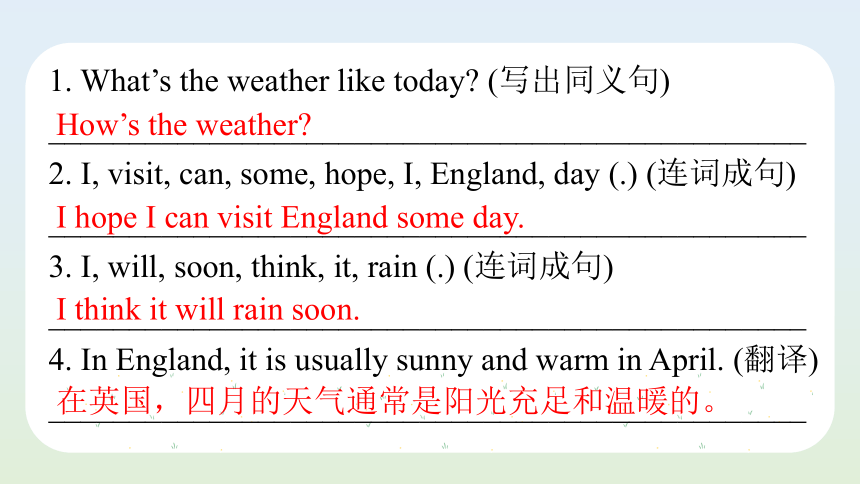 Unit 11 What's the weather like today Lesson 3 课件(共37张PPT)
