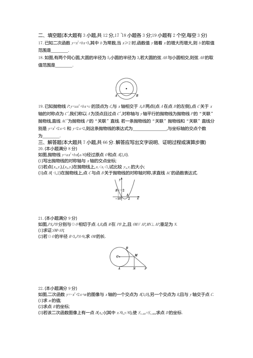 2020-2021学年冀教版九年级下册数学期中检测卷（word版含答案）