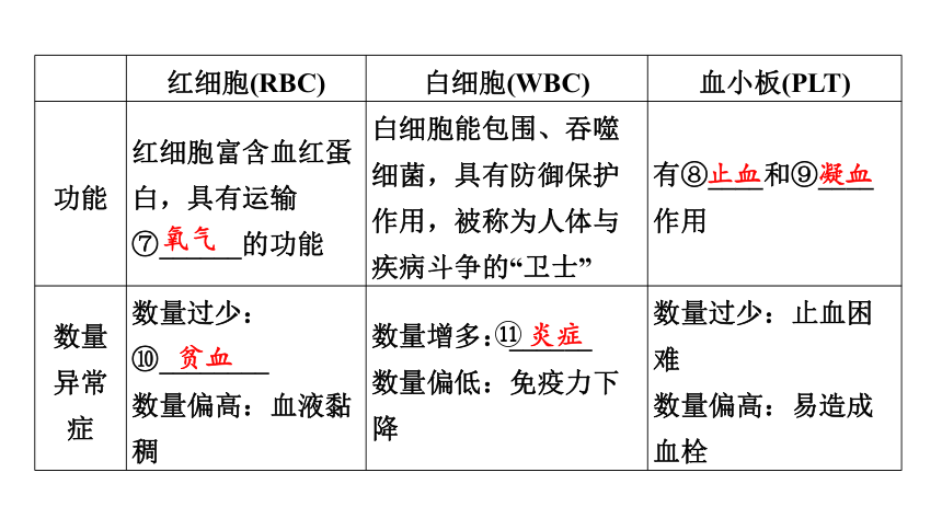 4.4 血液、血管、输血和血型复习课件(共26张PPT)