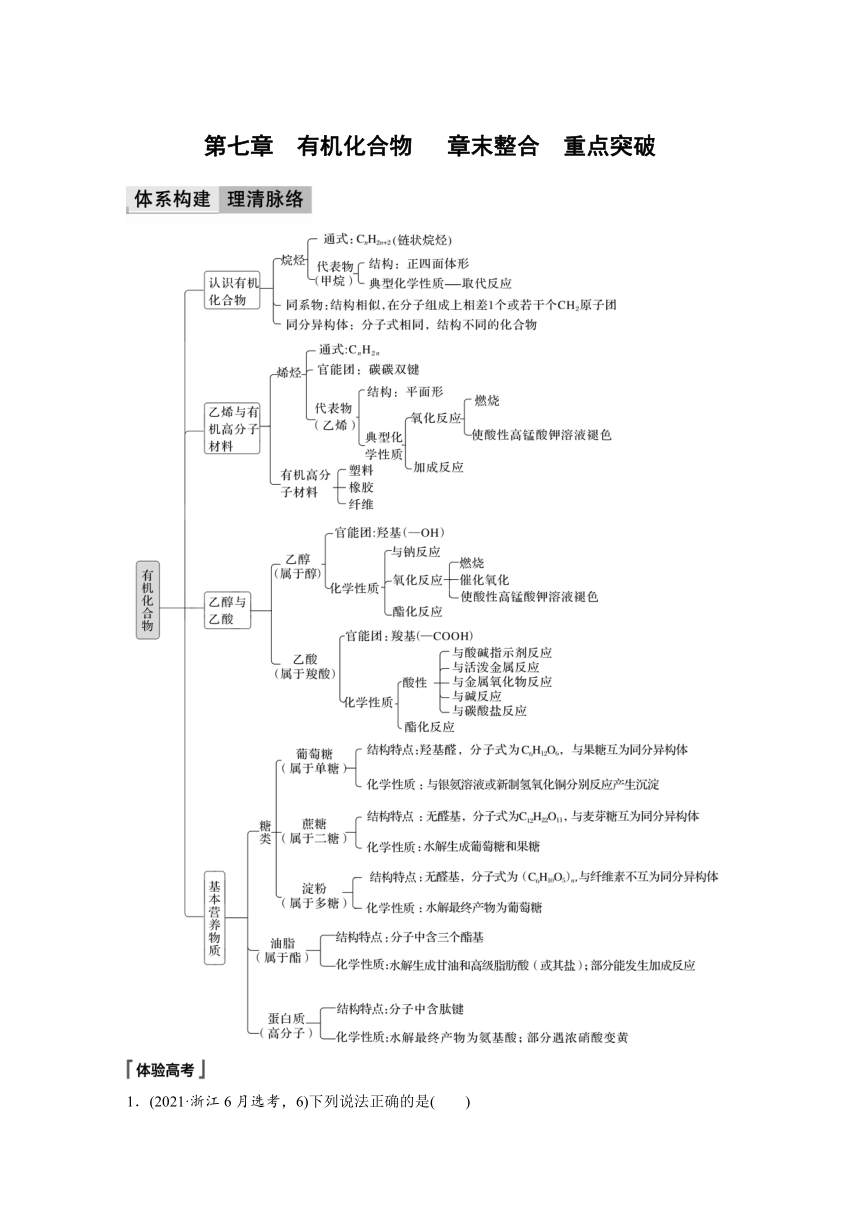 第七章　有机化合物　章末整合　重点突破 学案（含答案）