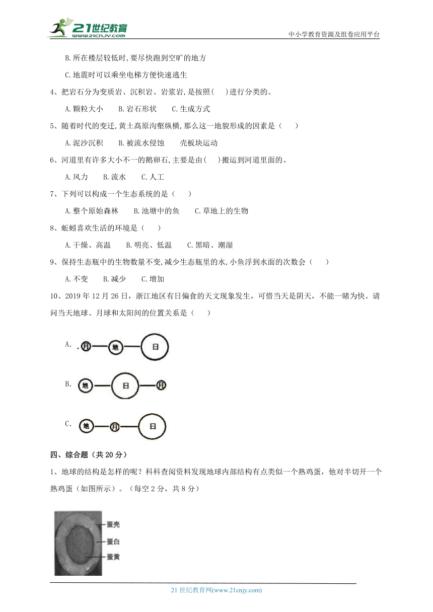 人教鄂教版六年级下期中测试卷（1-8课）（含答案）