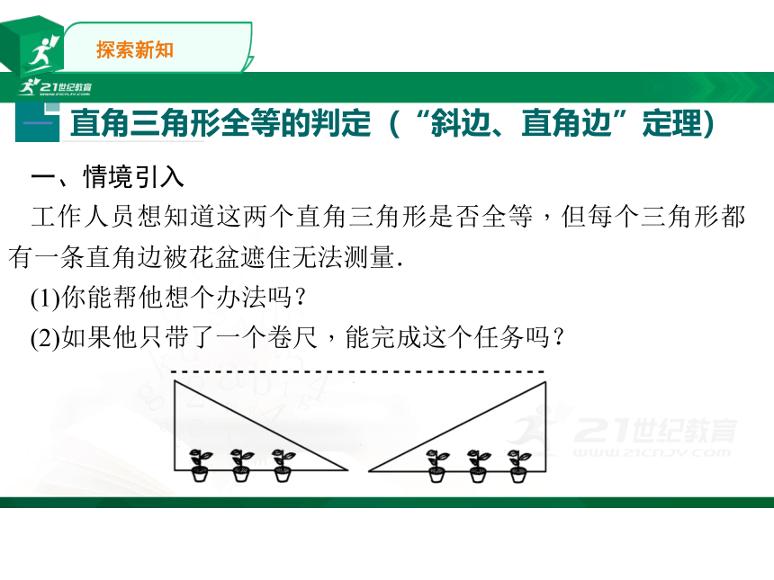 12.2.4 全等三角形的判定——斜边、直角边 课件（共16张PPT）