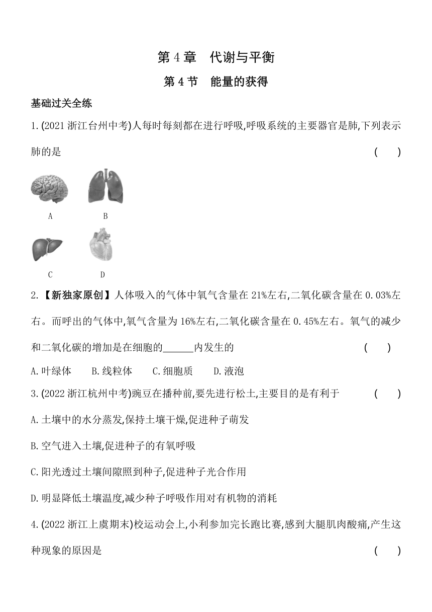 4.4 能量的获得 同步练习（含解析）