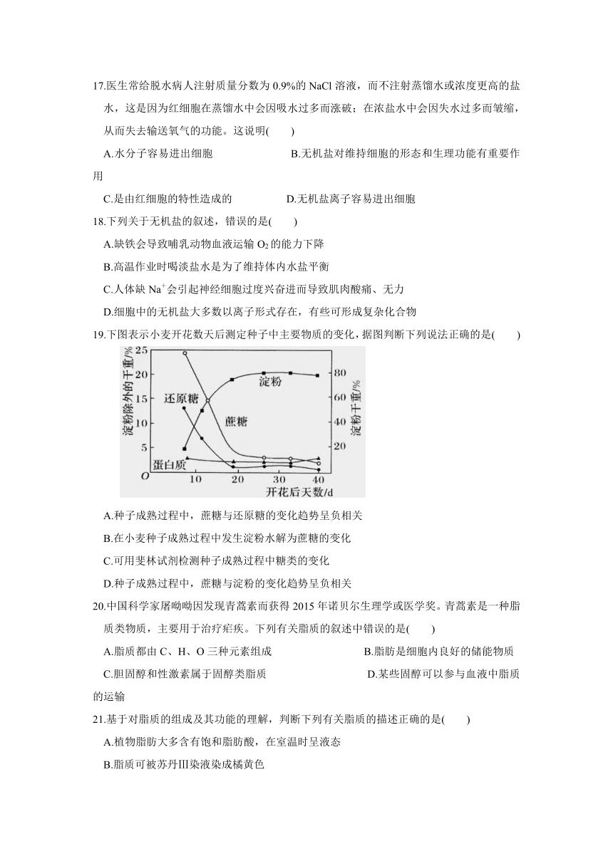 河北省唐山市第十一高级中学校2021-2022学年高一上学期期中考试生物试卷（Word版含答案）