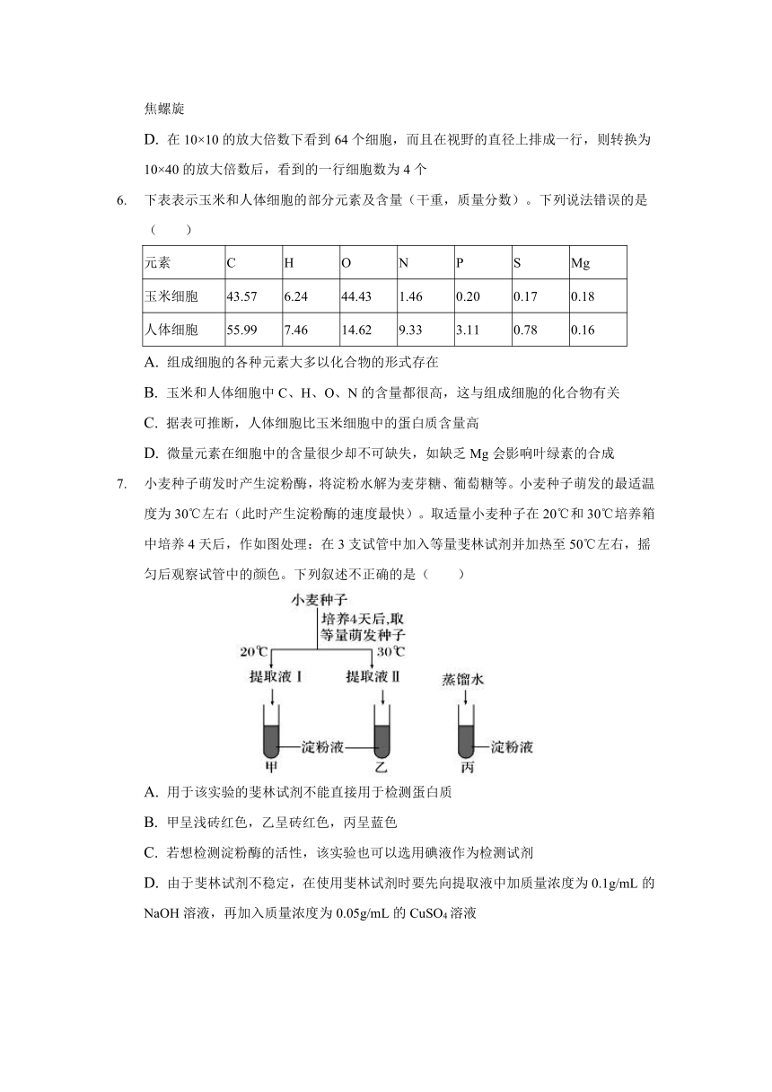 云南省丽江市古城区第一高级中学2021-2022学年高一12月月考生物试卷（Word版含解析）