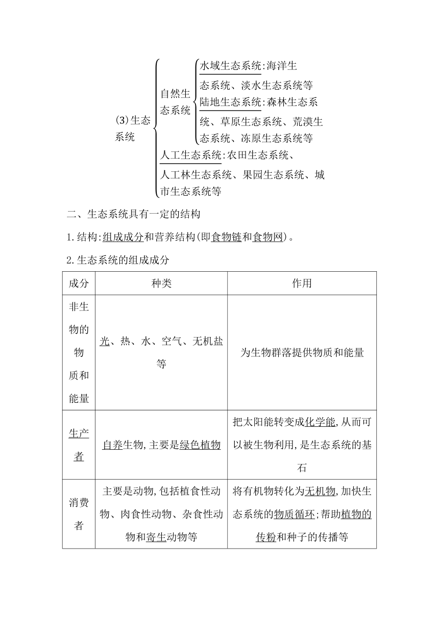 3-1 生态系统的结构【教学设计】生物选择性必修2 生物与环境