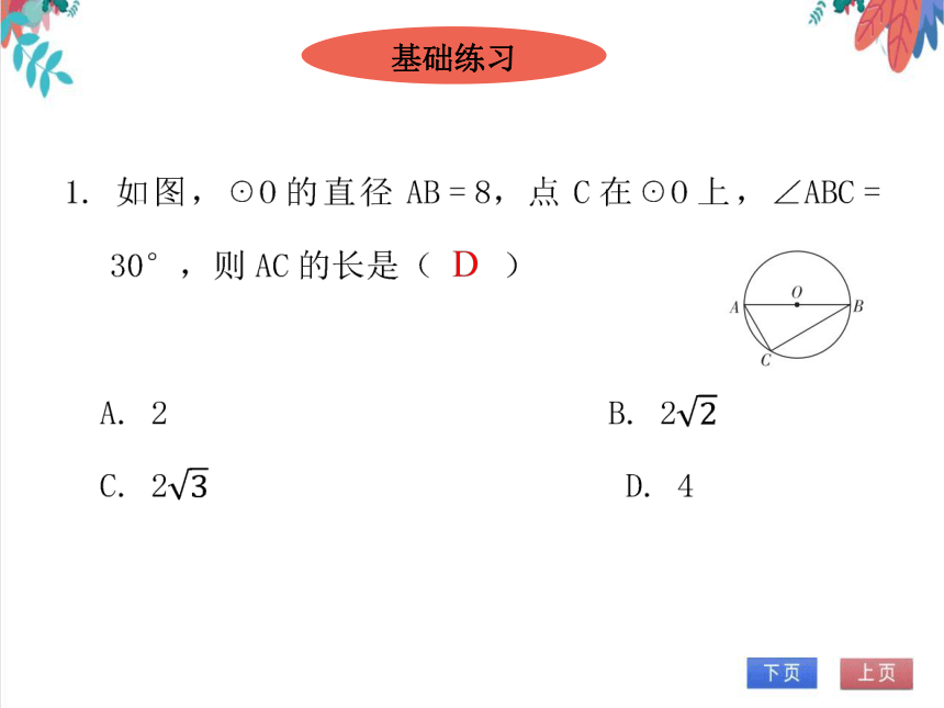 【北师大版】数学九(下)3.10 单元复习--圆 同步练习本（课件版）
