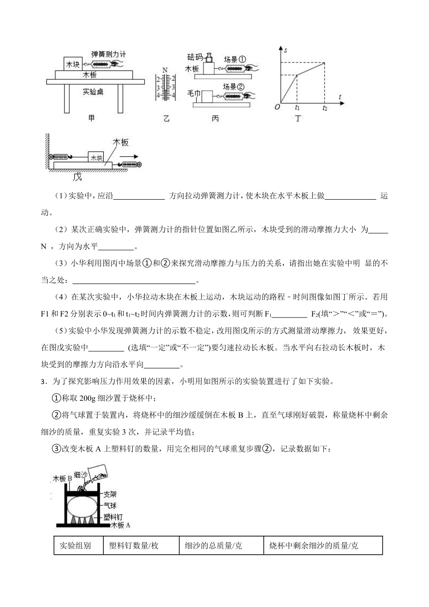 初中科学八年级上册华师大版期末复习必刷题 专题六 实验探究（含解析）