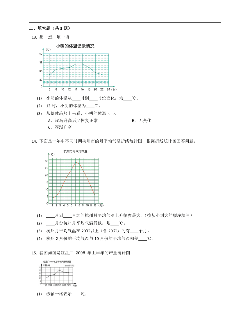人教版五下7.1单式折线统计图练习（含答案）