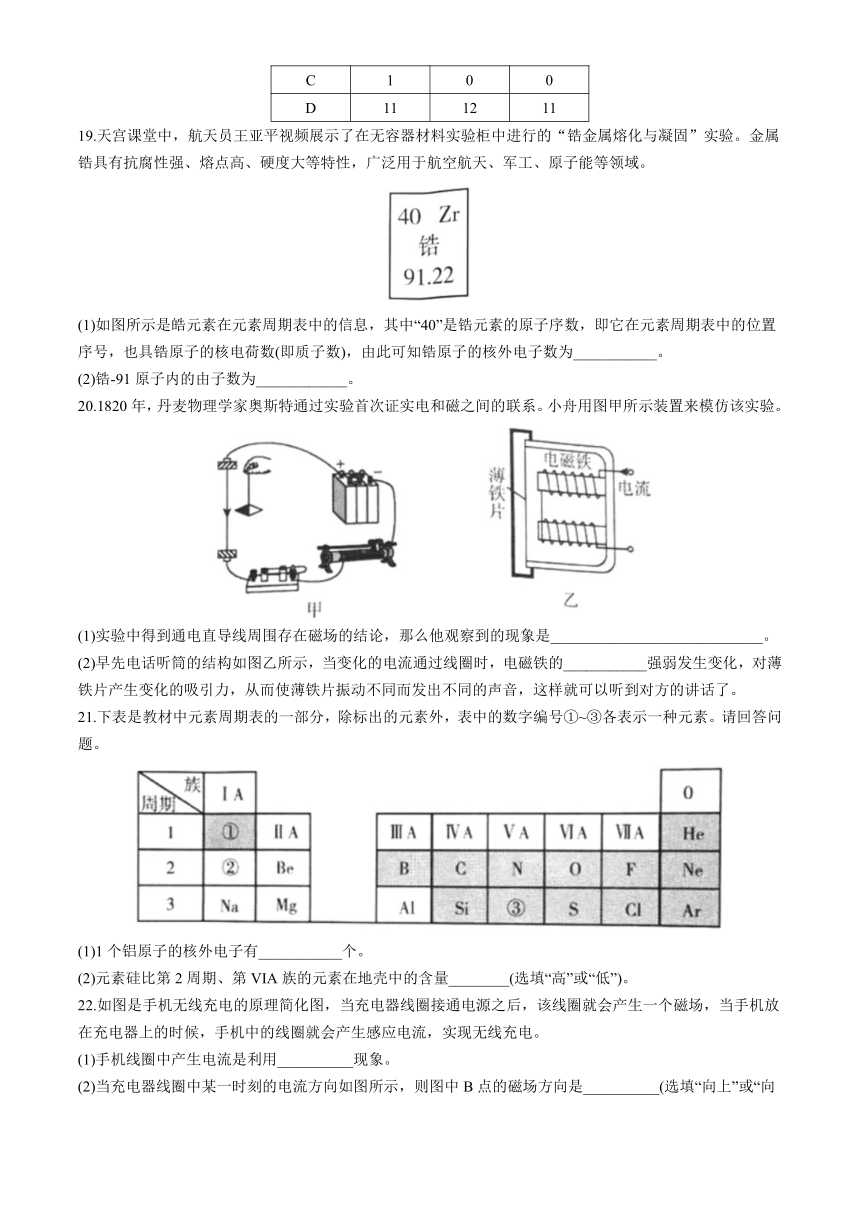 浙江省金华市义乌市八校联考2023学年八年级下学期4月期中科学试题(无答案 1-2章)