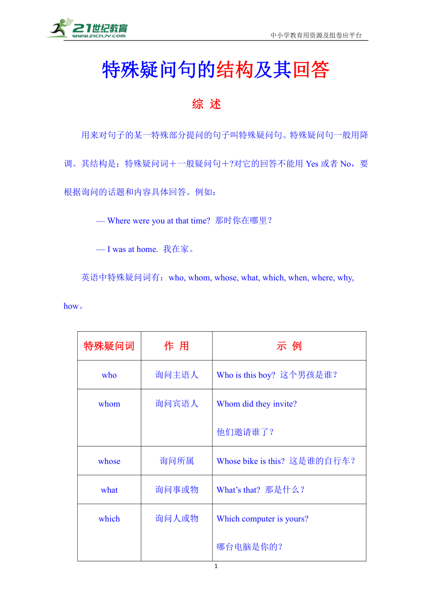 小升初英语 通用版 简单句详解：特殊疑问句的结构及其回答