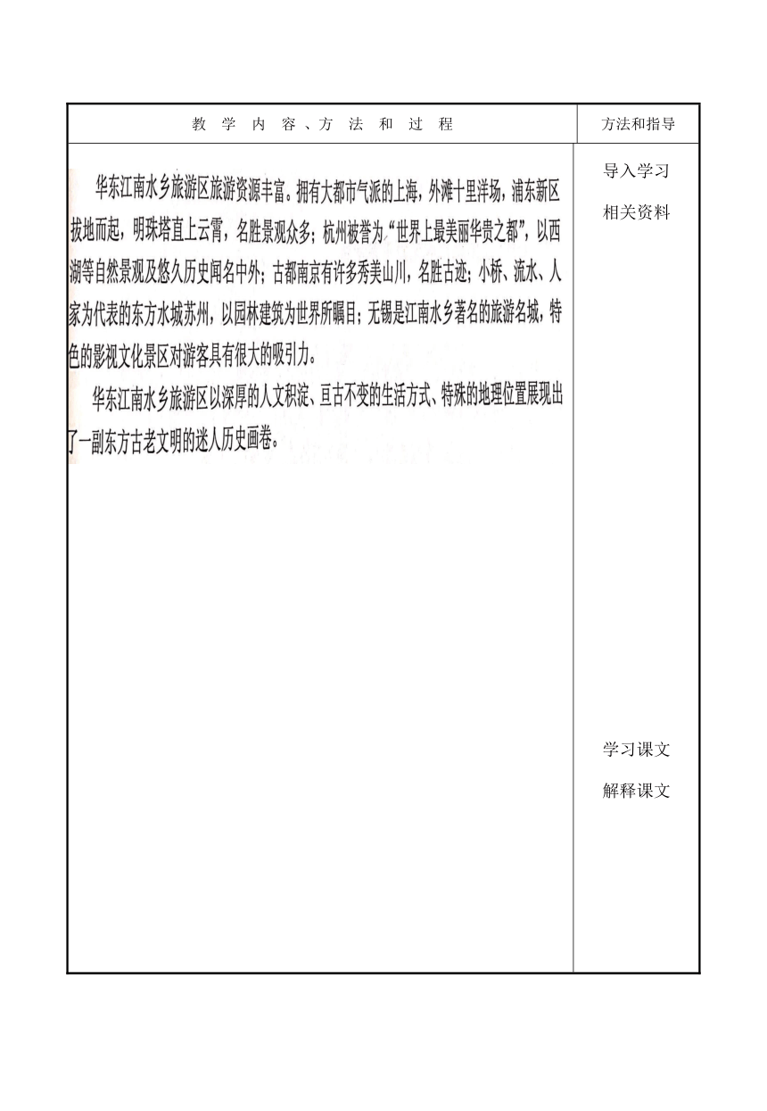 4.1 上海市 教案（表格式）  中职旅游实用地理（上海交通大学出版社）