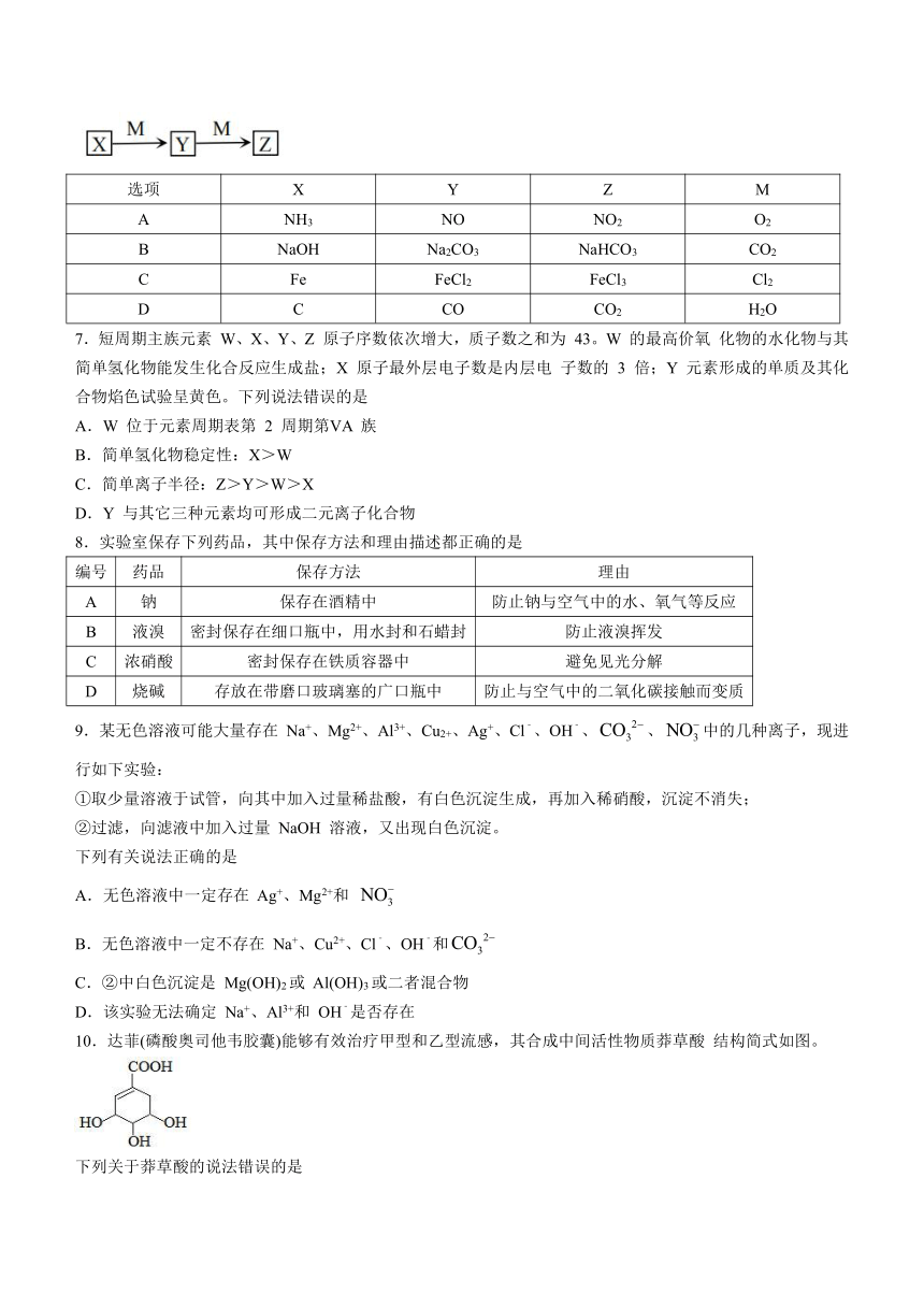 山东省青岛胶州市2020-2021学年高一下学期期末考试化学试题 Word版含答案