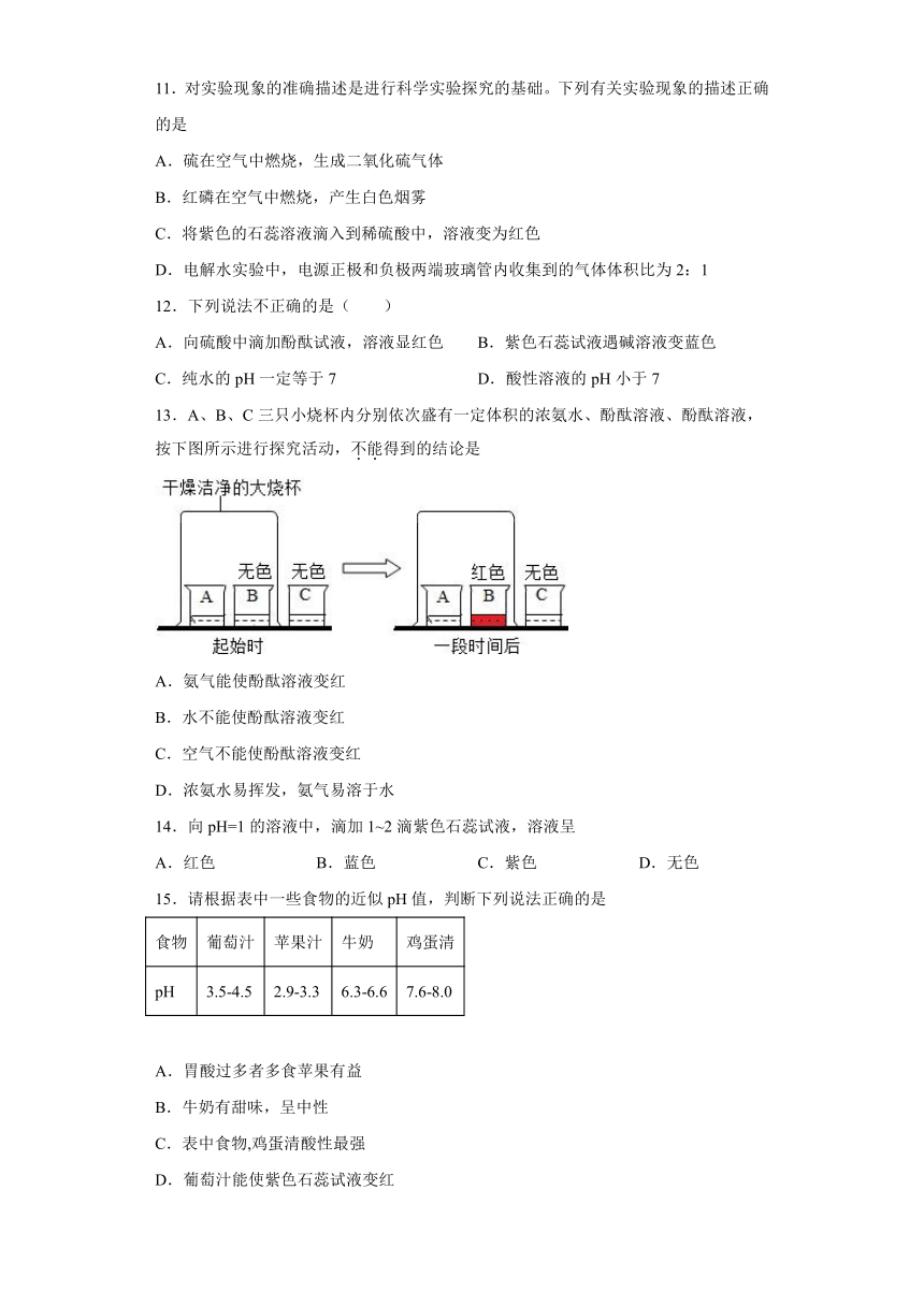 7.3溶液的酸碱性同步练习(含答案)—2022-2023学年九年级化学鲁教版下册