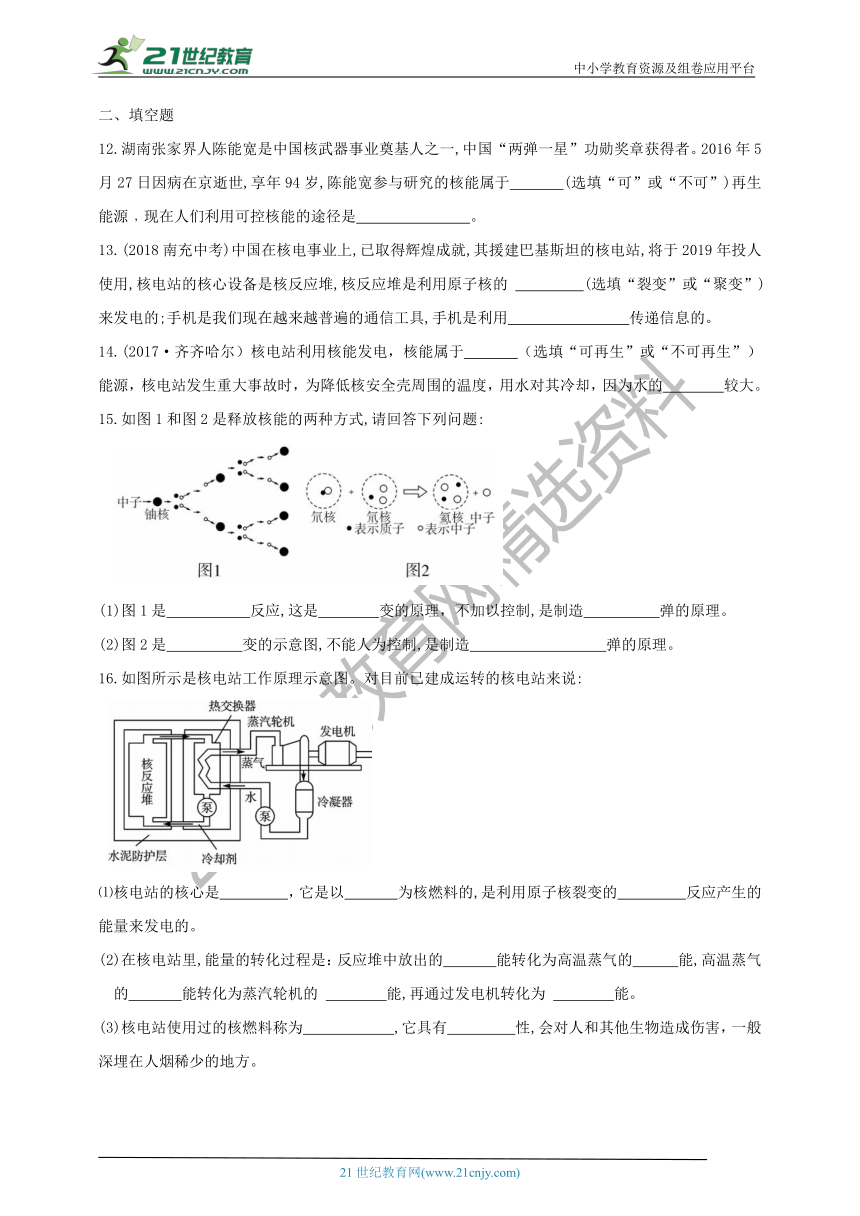 人教版九年级22.2核能同步练习（含答案）