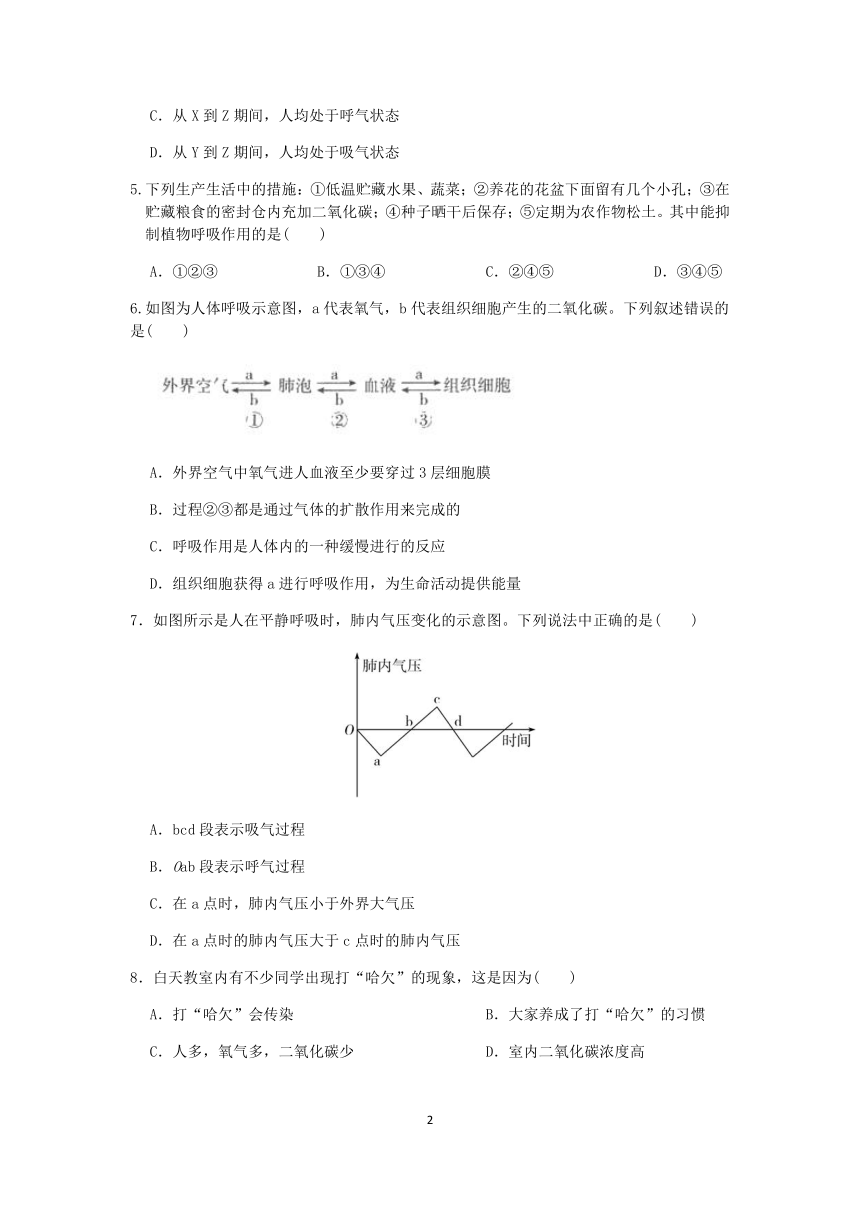 浙教版2022-2023学年第二学期八年级科学”一课一练：3.5生物的呼吸和呼吸作用（含解析）