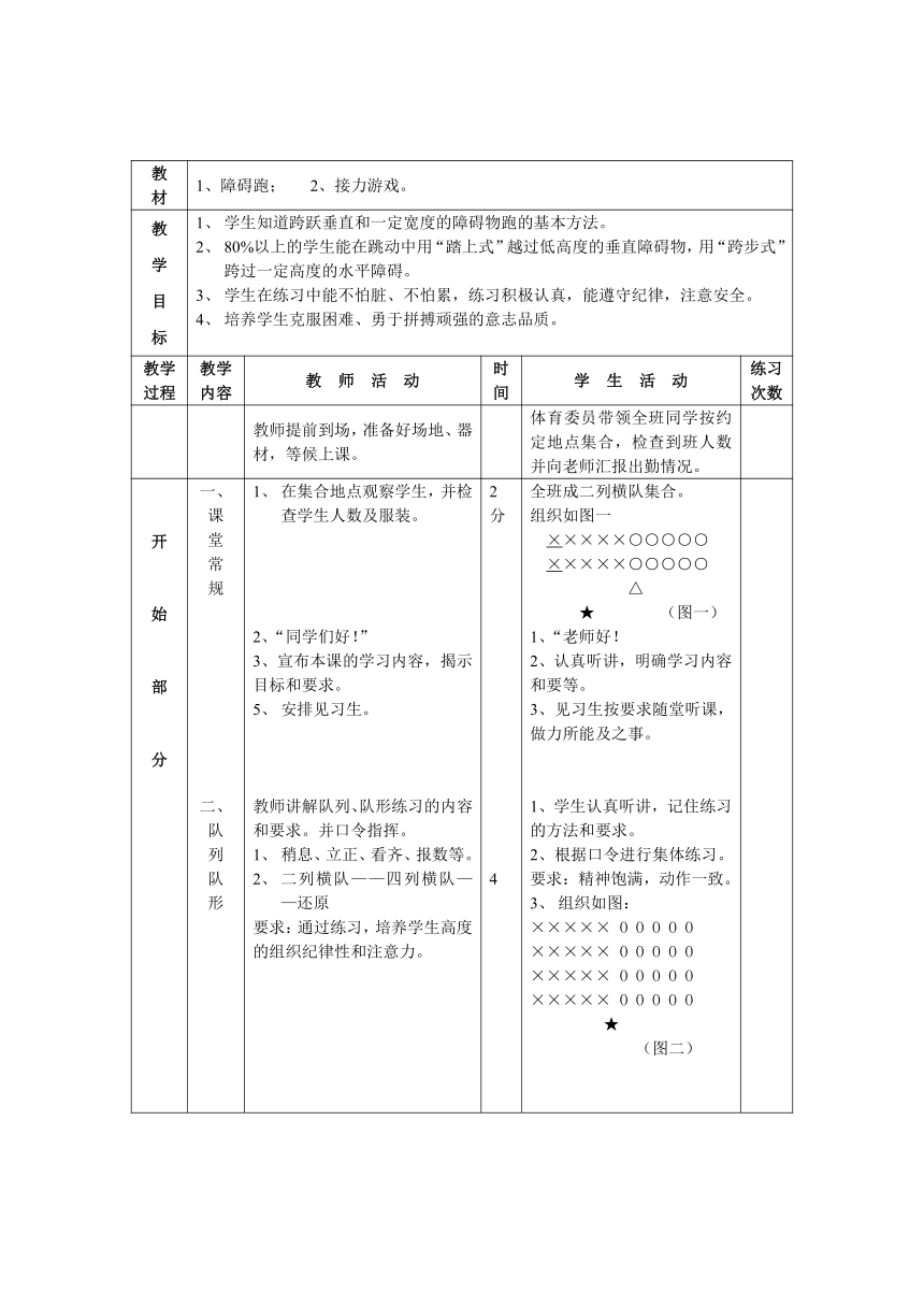 人教版初中体育九年级全集教案（表格式）