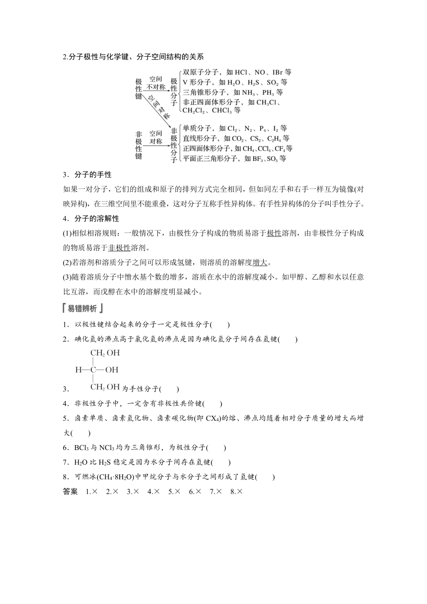 2023年江苏高考 化学大一轮复习 专题5 第三单元　分子空间结构与物质性质（学案+课时精练 word版含解析）