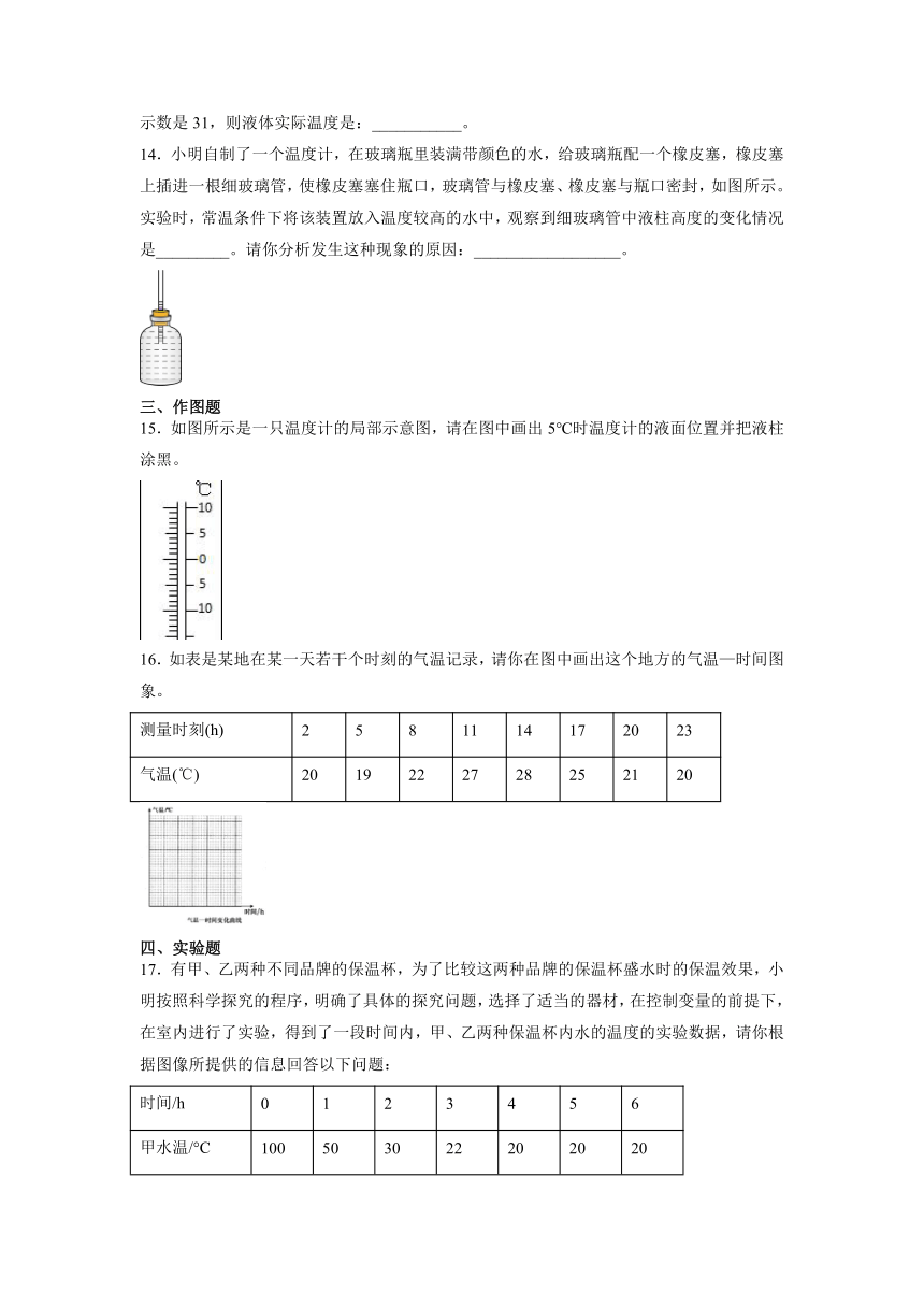 3.1温度 同步练习题2021——2022学年度人教版八年级物理上册（含答案）