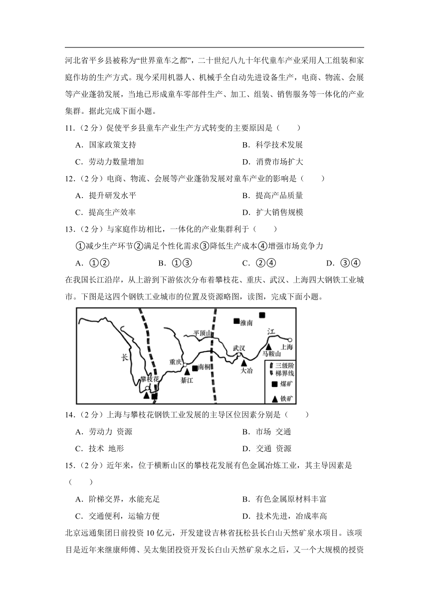 3.2 工业区位因素与工业布局 同步训练（含解析）