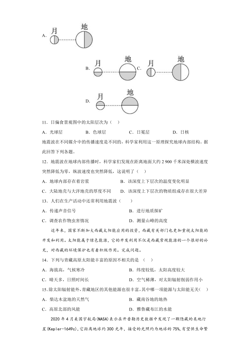 第一章 宇宙中的地球 测试题（含答案）