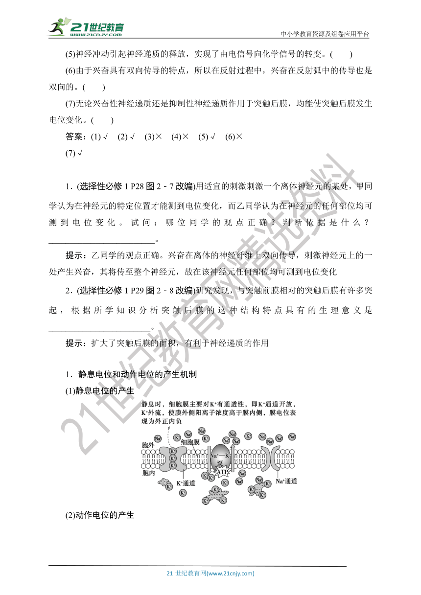 【考点梳理  生物总复习 】50第24讲　神经调节(二)