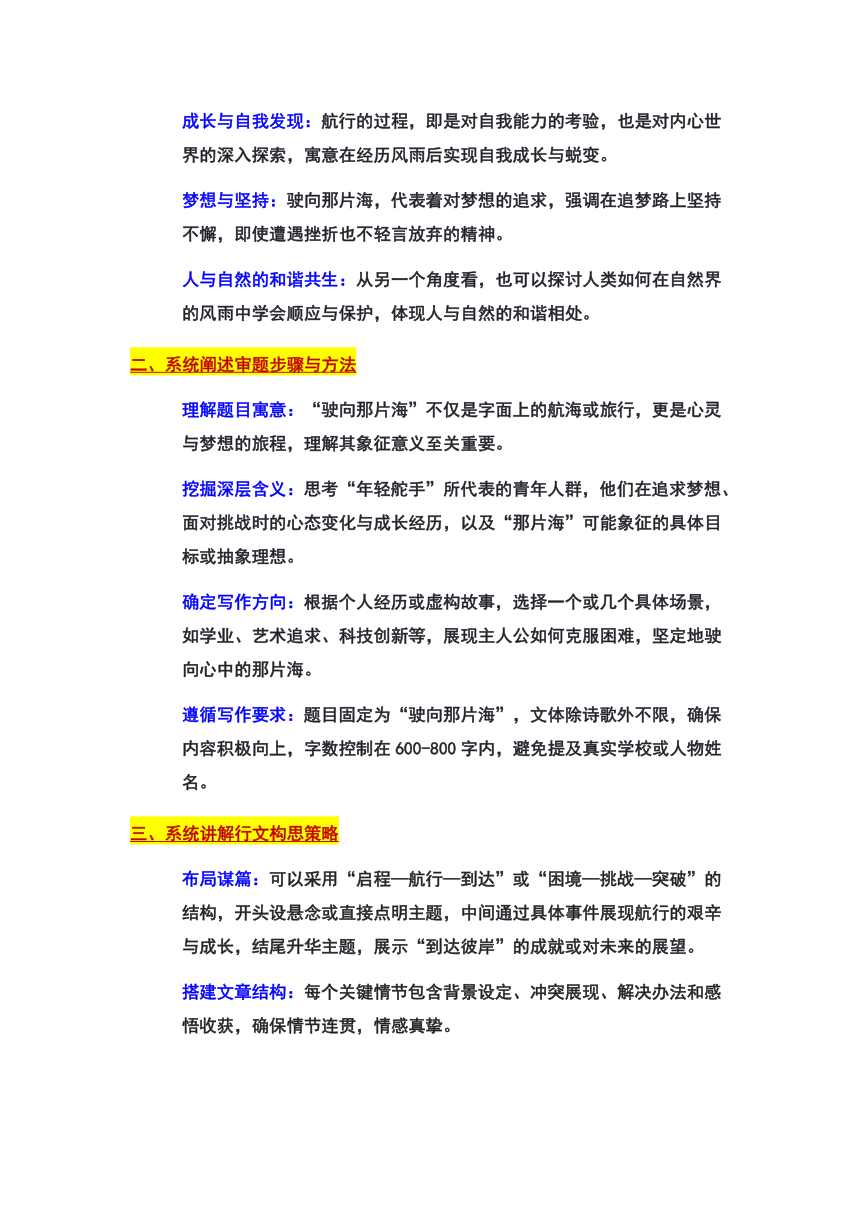 2024年北京市海淀区中考一模作文“驶向那片海”审题立意及范文 素材