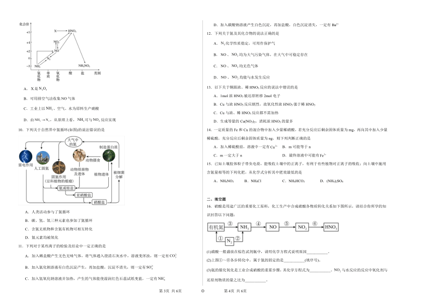 第3章第3节氮的循环同步练习（含解析） 2022——2023学年上学期高一化学鲁科版（2019）必修第一册