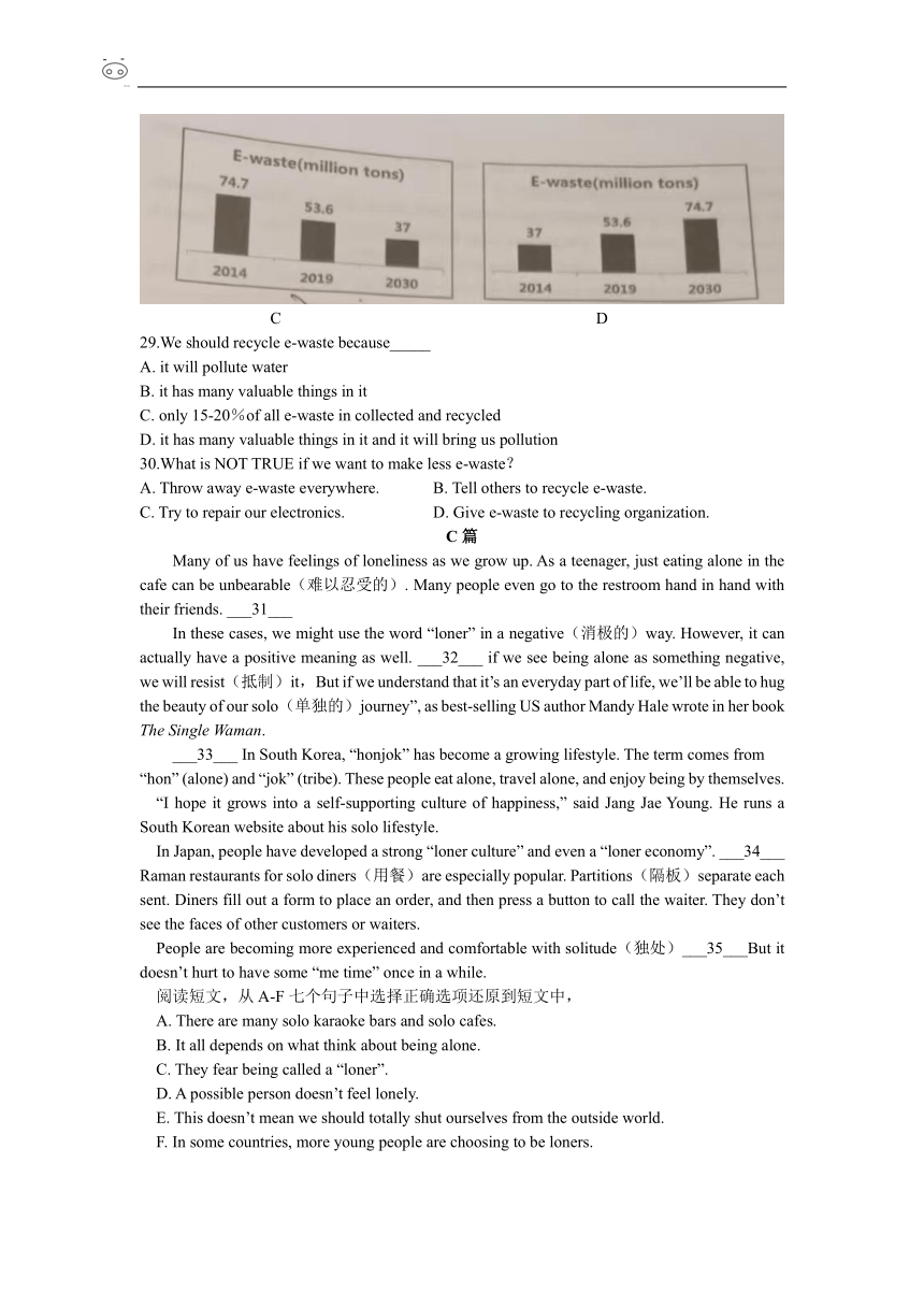 山东省青岛市市南区2021-2022九年级下学期一模英语试卷（PDF，含答案）