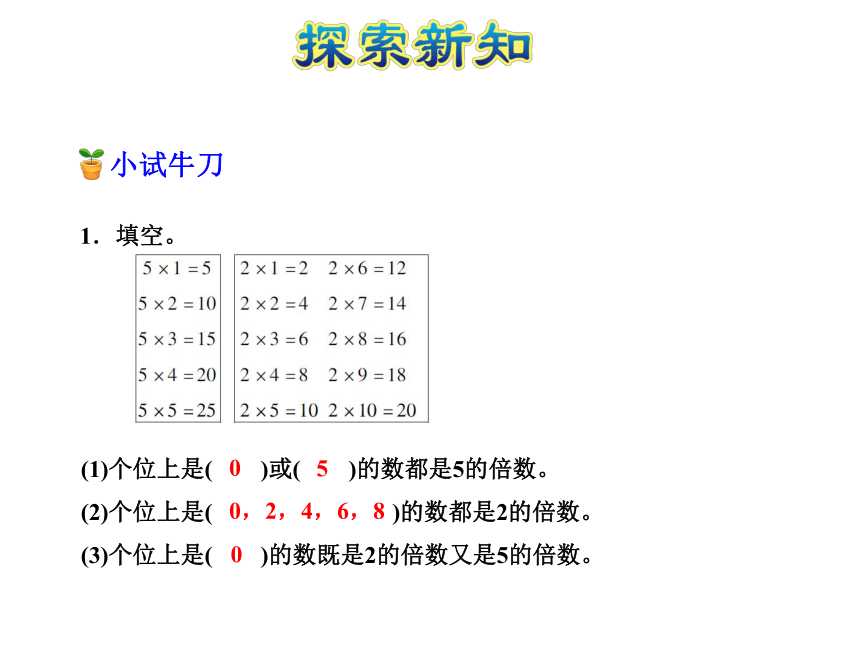 五年级上册数学课件－第三单元第2课时 2,5的倍数的特征 北师大版  21张ppt