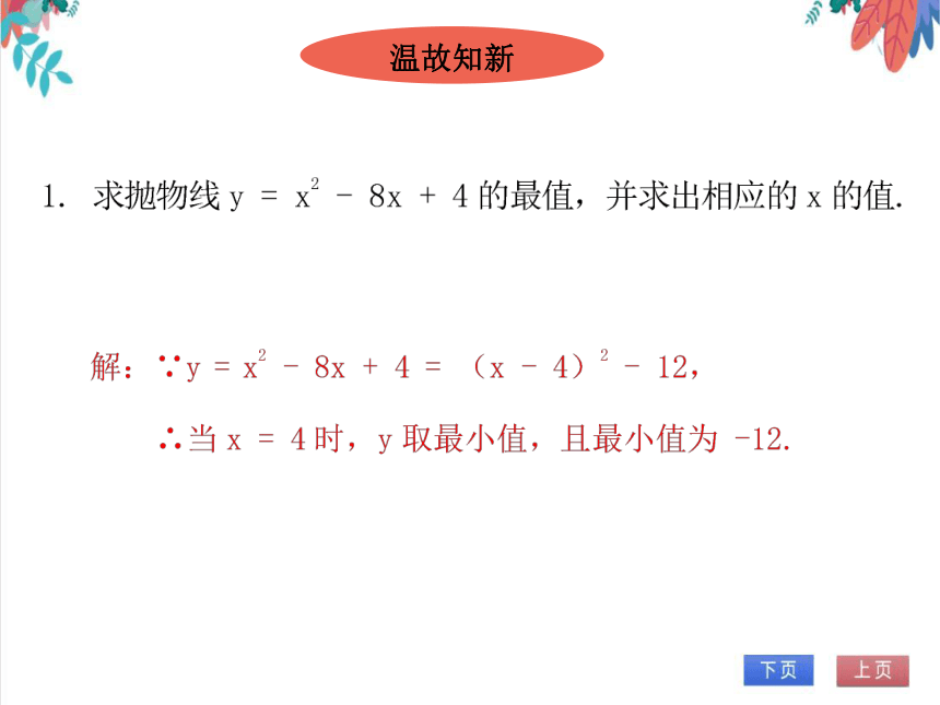 【北师大版】数学九(下) 2.4.2 二次函数的应用（2）——抛物线型问题 同步练习本（课件版）