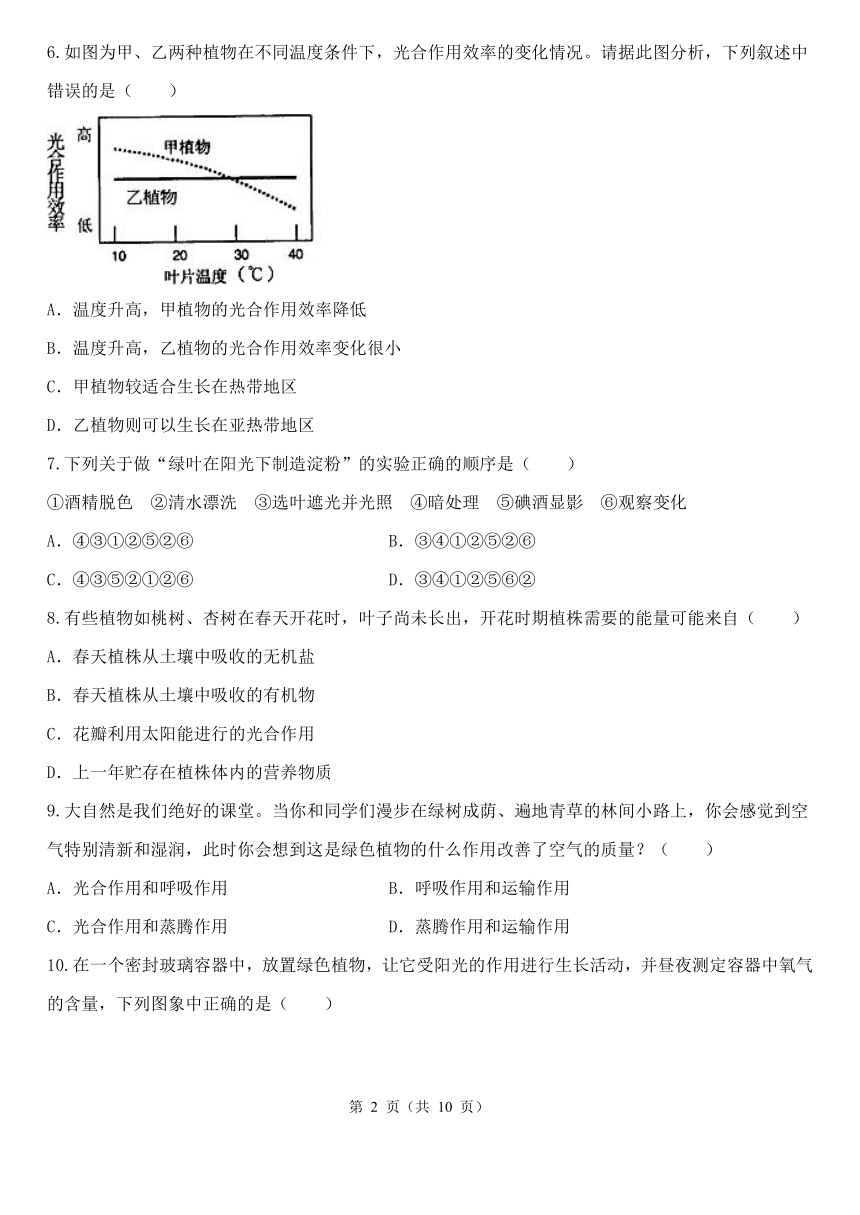 3.6 光合作用 同步练习（含解析）