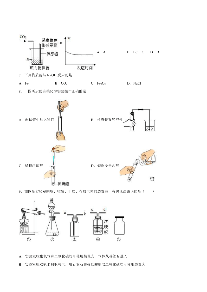 第5章初识酸和碱检测题-2021-2022学年九年级化学沪教版（上海）第二学期（word版 含答案）