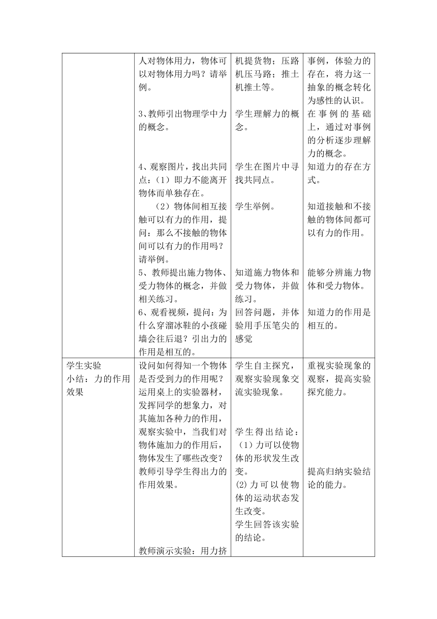 沪教版（上海）物理八年级上册-3.3 力 教案