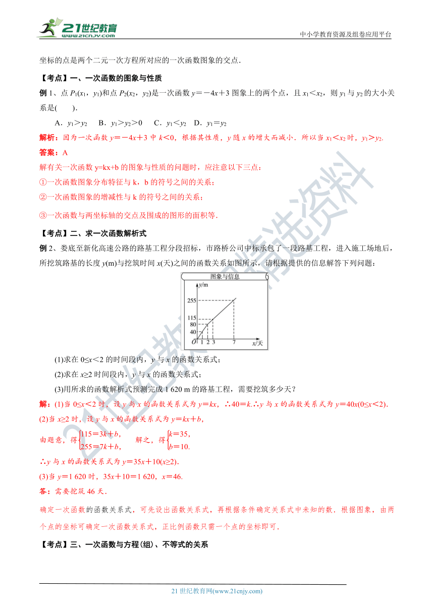 【中考数学培优复习考点专题突破】专题08 一次函数(考点讲解)（含解析）