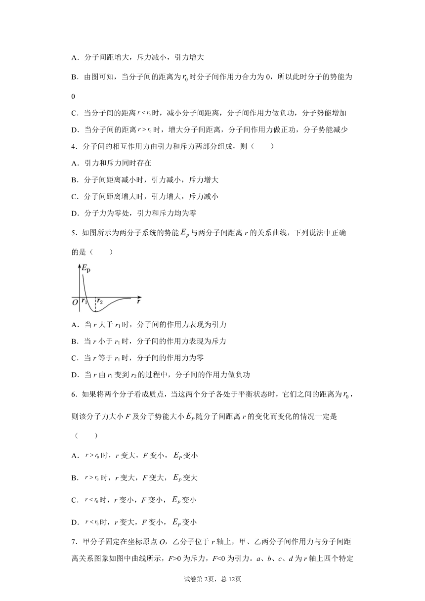 7.3分子间的作用力 同步一节一练（word版含答案）