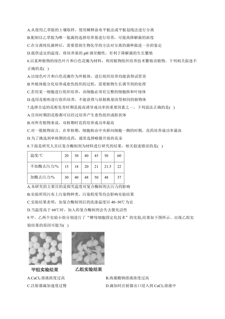 新课标新高考2022届高考生物二轮复习专题练（九）：生物技术实践（江苏地区使用）（word版有答案）